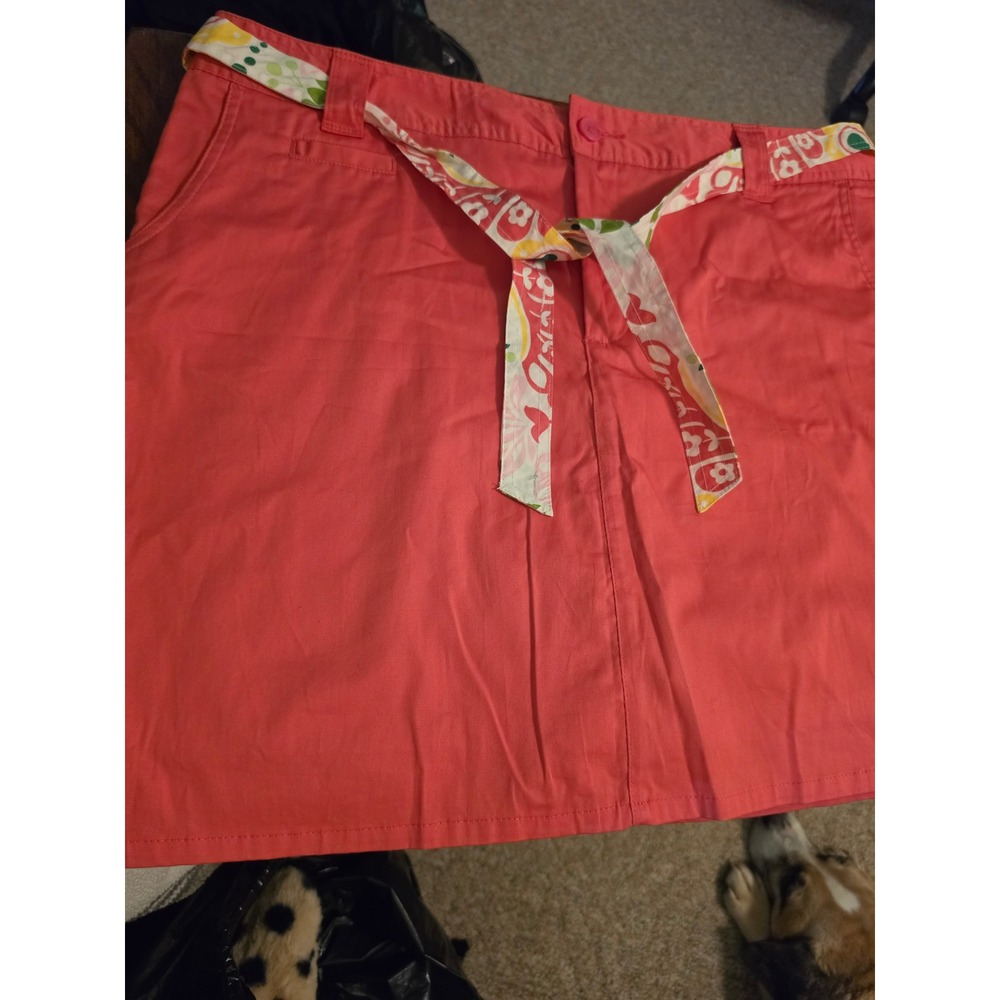 White Stag Womens Pink Stretch Cotton Skirt Bright Rose Ribbon Belt Size 18 Avg